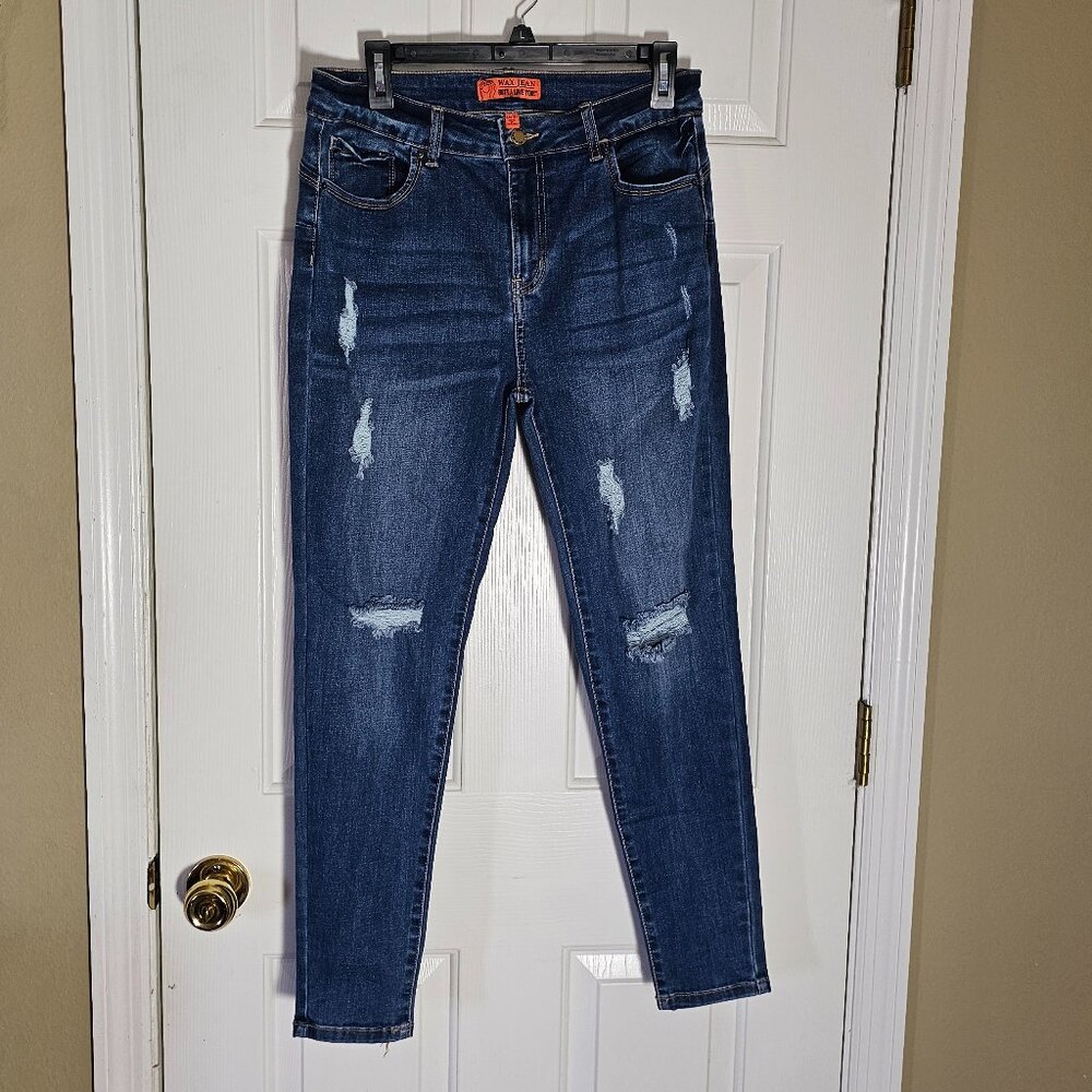 Three pairs of women's denim high waisted skinny jeans